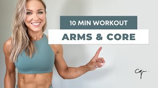 10 MIN ARMS AND CORE WORKOUT  Follow Along No Equipment [upl. by Lleval]