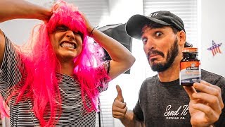 SUPERGLUED PINK WIG TO HEAD PRANK Will NOT come off [upl. by Zilla]