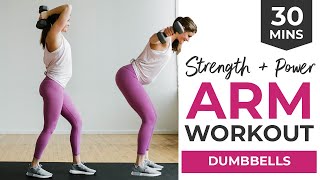 30Minute Arm Workout with Dumbbells Upper Body Strength  Cardio [upl. by Annaigroeg488]