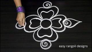 Beginners freehand rangoli kolam designs  simple muggulu without dots [upl. by Terena]