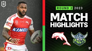 NRL 2023  Dolphins v Canberra Raiders  Match Highlights [upl. by Becky]