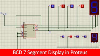 how to use BCD 7 segment display in Proteus tutorial [upl. by Neall]