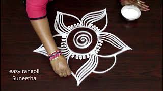 Simple cute muggulu designs  easy rangoli by Suneetha  new kolams [upl. by Eitsrik]