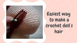 The easiest way to make amigurumi hair  Amigurumi crochet tutorial [upl. by Durnan]