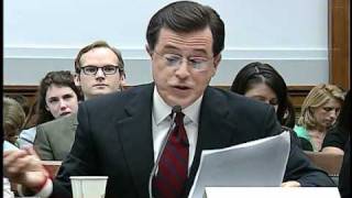 Colbert stays in character at congressional hearing [upl. by Llenaj]