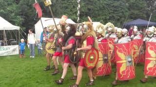 Roman Reenactment at the Amphitheatre in Caerleon Marching In [upl. by Kahaleel845]