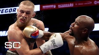 Floyd Mayweather defeats Conor McGregor by 10thround TKO  SportsCenter [upl. by Rennane]