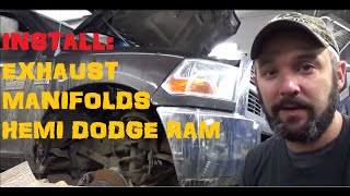 Installing Exhaust Manifolds  Hemi Dodge Ram [upl. by Rufina]